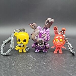 Lot of 3 Five Nights at Freddy's Keychains and Mini Figure Toxic Springtrap